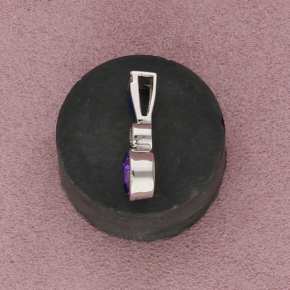 sterling silver purple & clear cz fire opal pendant - Picture 2 of 3